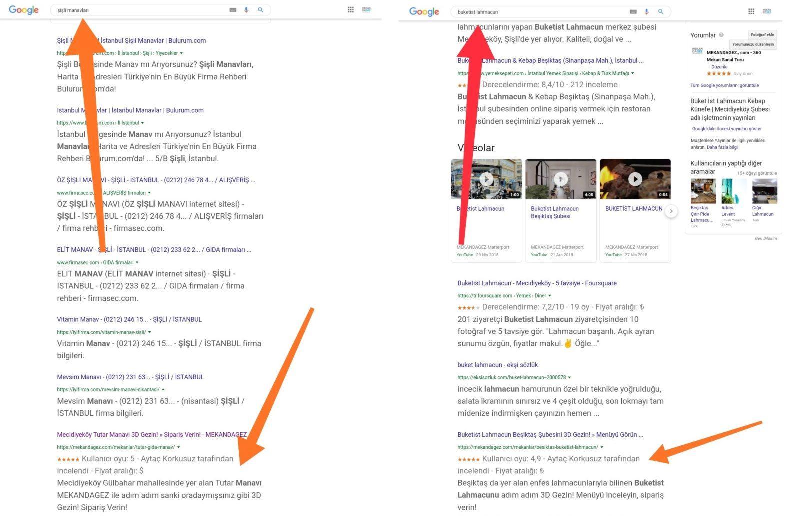 Matterport 3D Sanal Tur Google Snippets